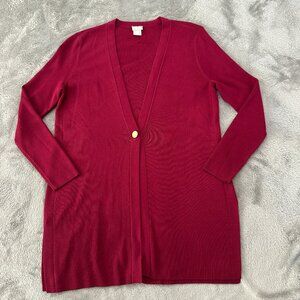 Chico's Red Long One Button Cardigan Sweater Women's size 0P Small Petite
